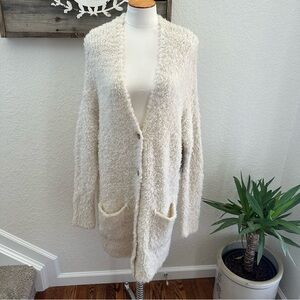 R13 Teddy Bear Wool blend Cream Women's Long cardigan Sweater size L NWT